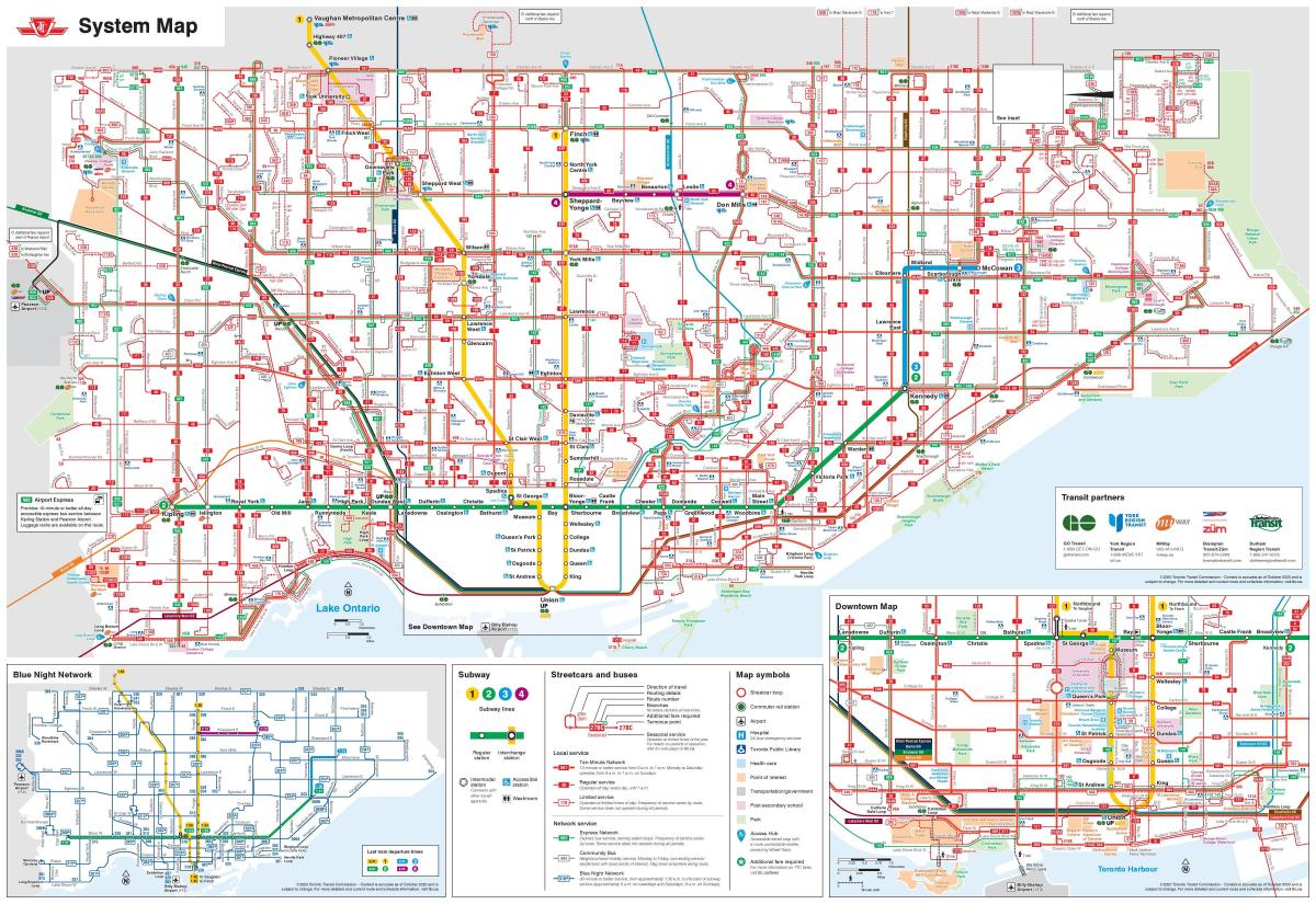 ttc mapa de autobuses de Toronto
