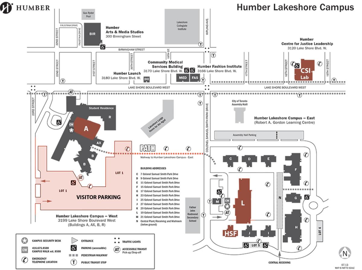 el humber college campus de lakeshore mapa
