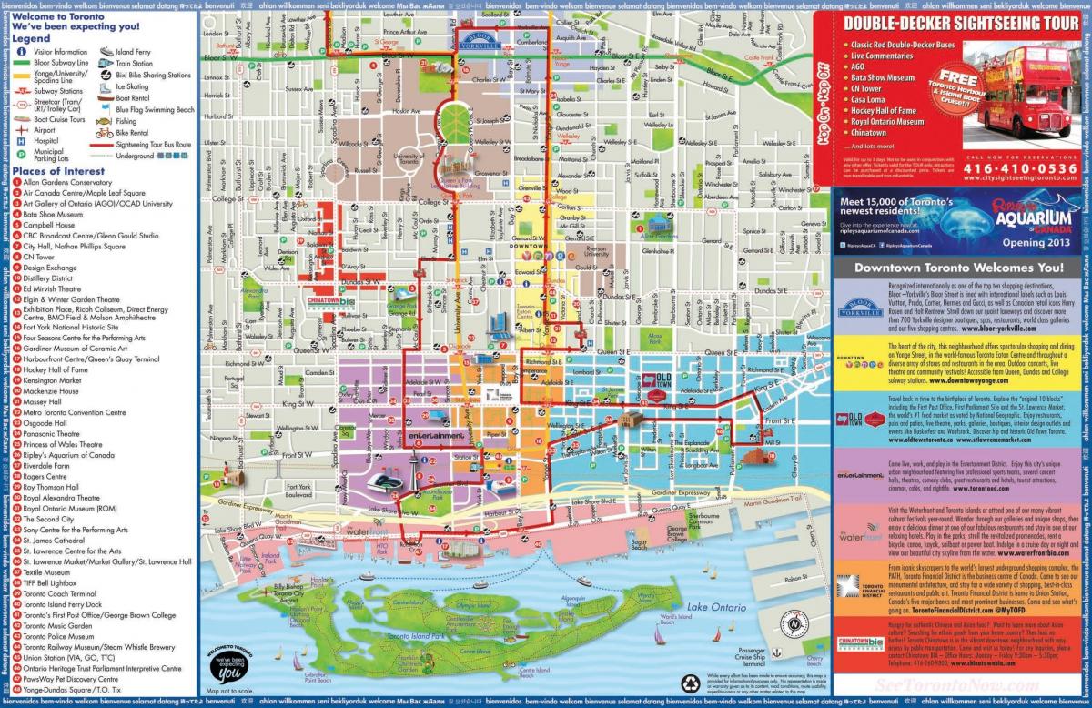 mapa de Toronto hop on hop off bus tour