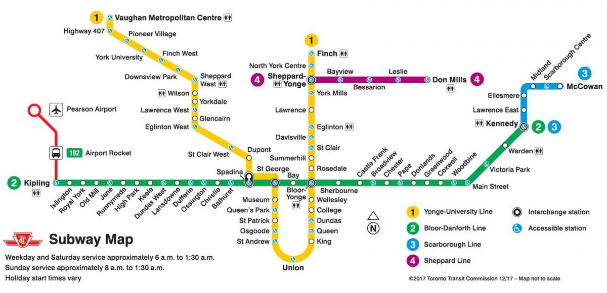 Toronto línea de metro mapa