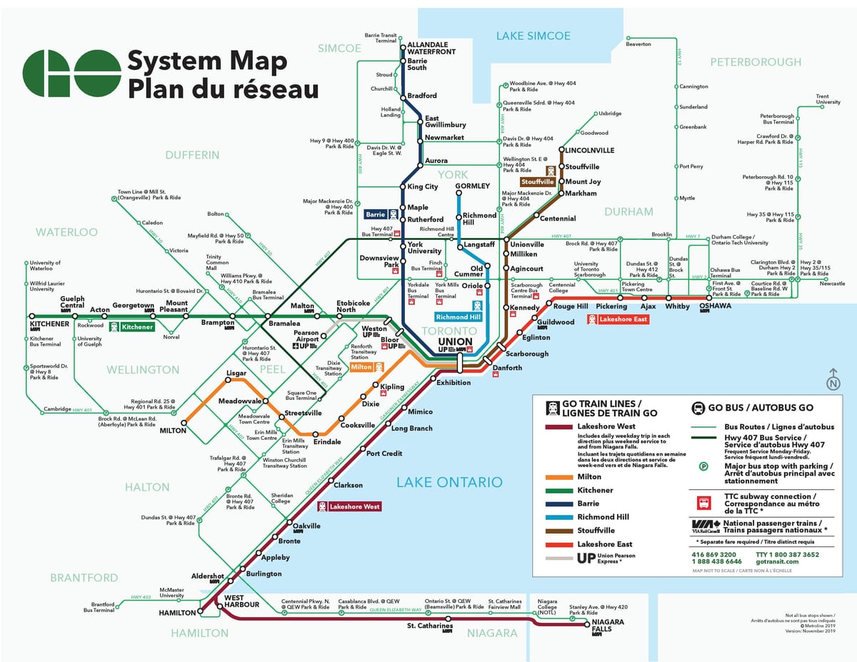 Pública de Toronto transit mapa