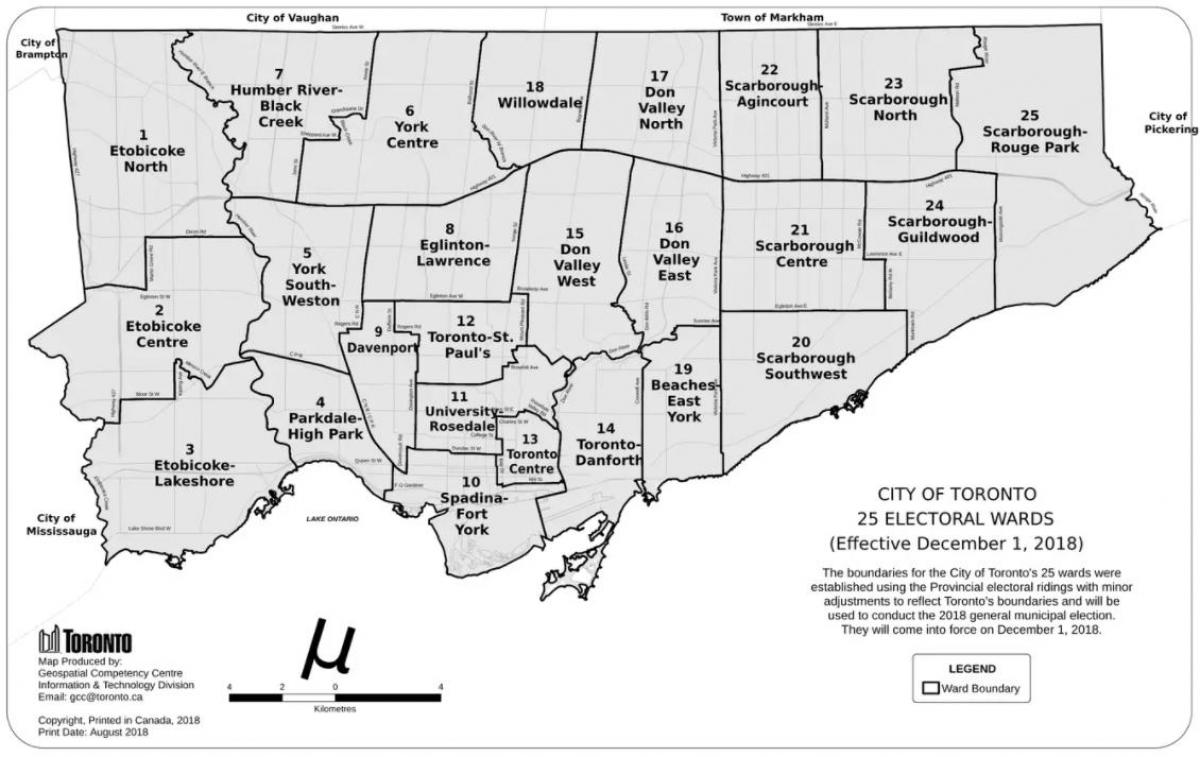 Toronto ward mapa