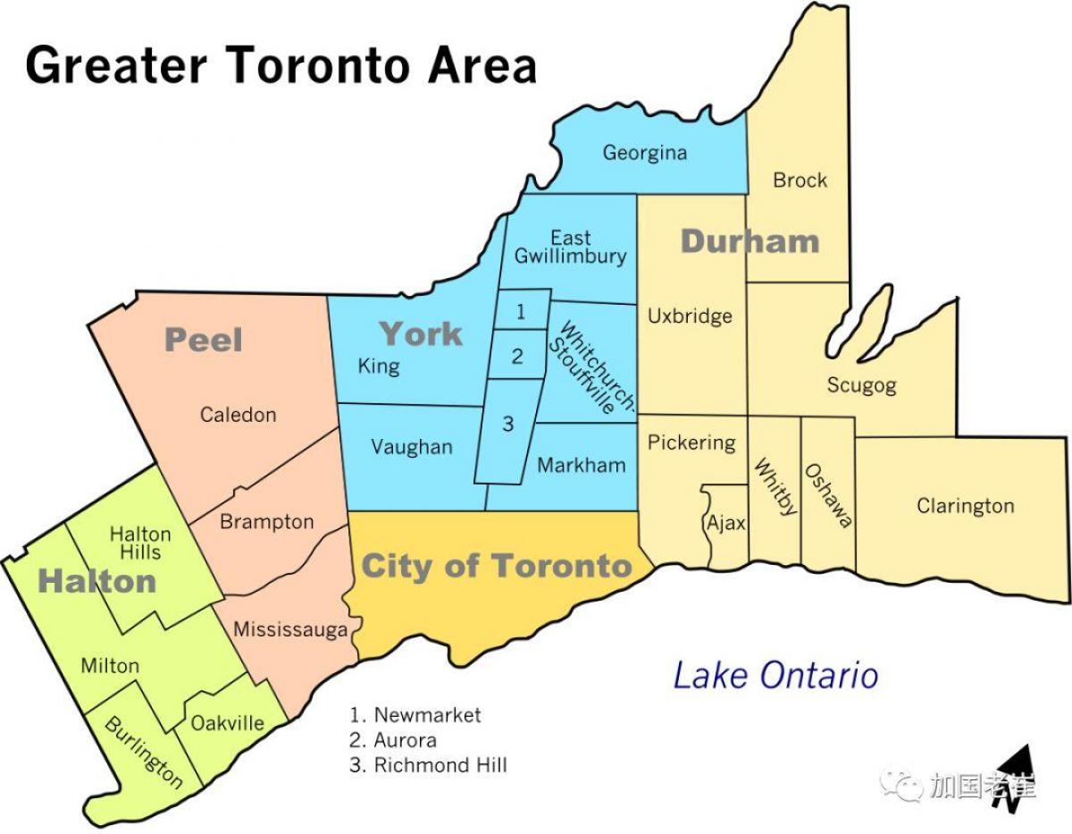 Toronto mapa de la zona