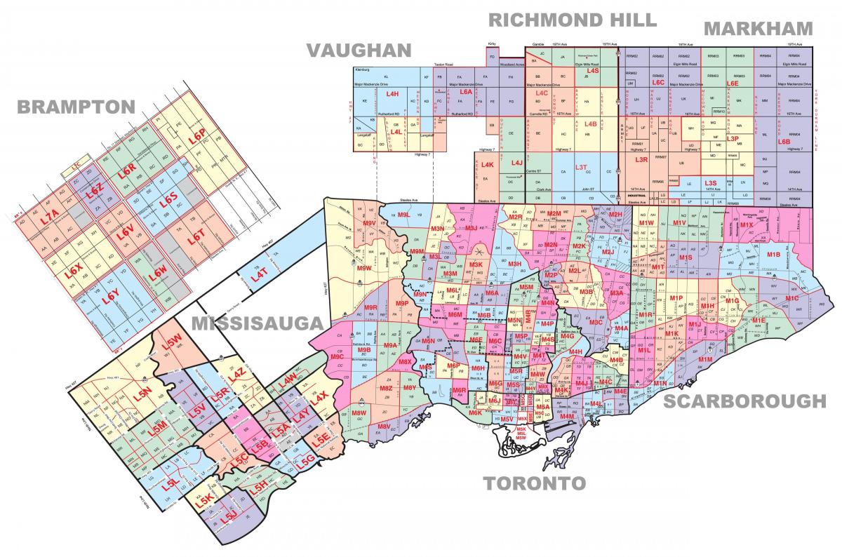 el código postal de mapa de Toronto