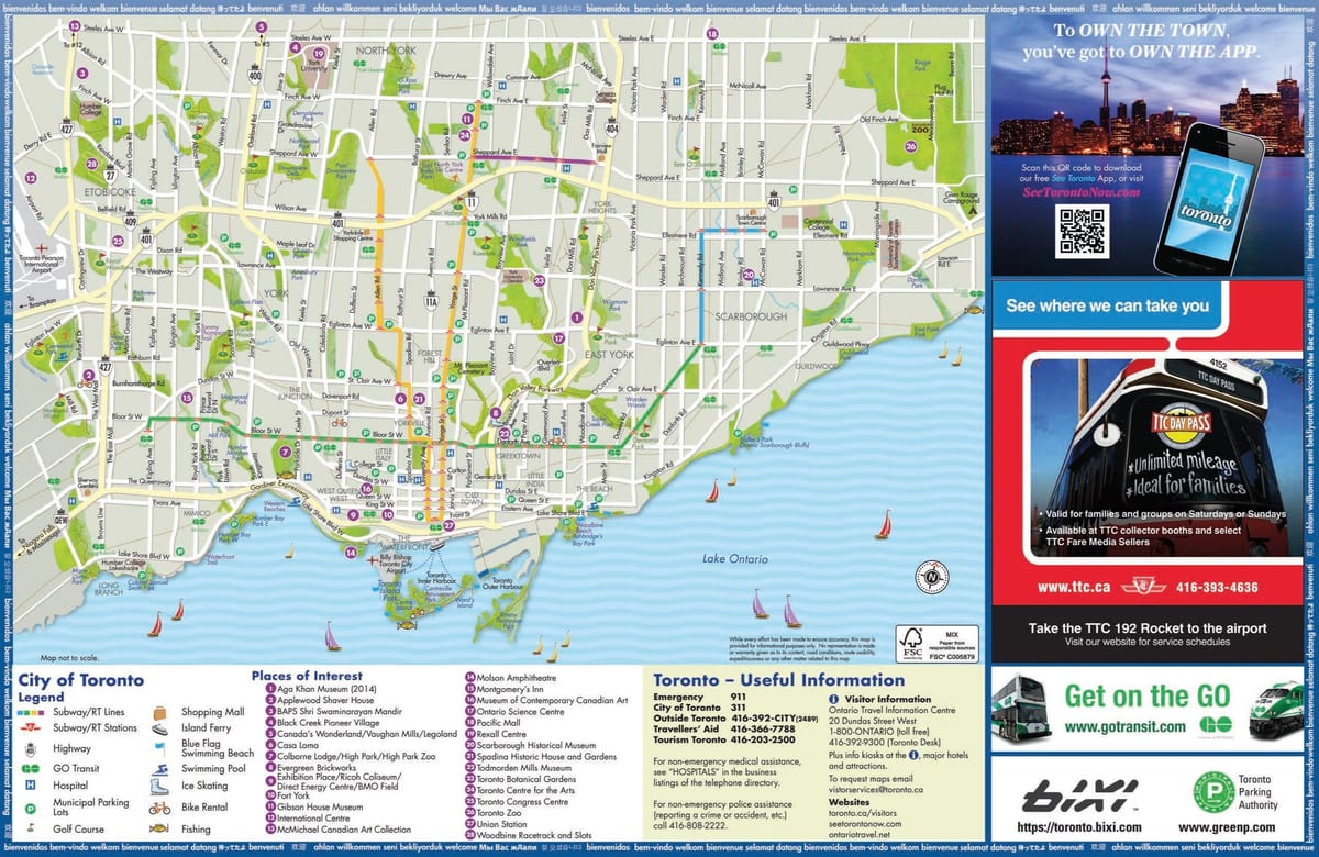 mapa turístico de Toronto