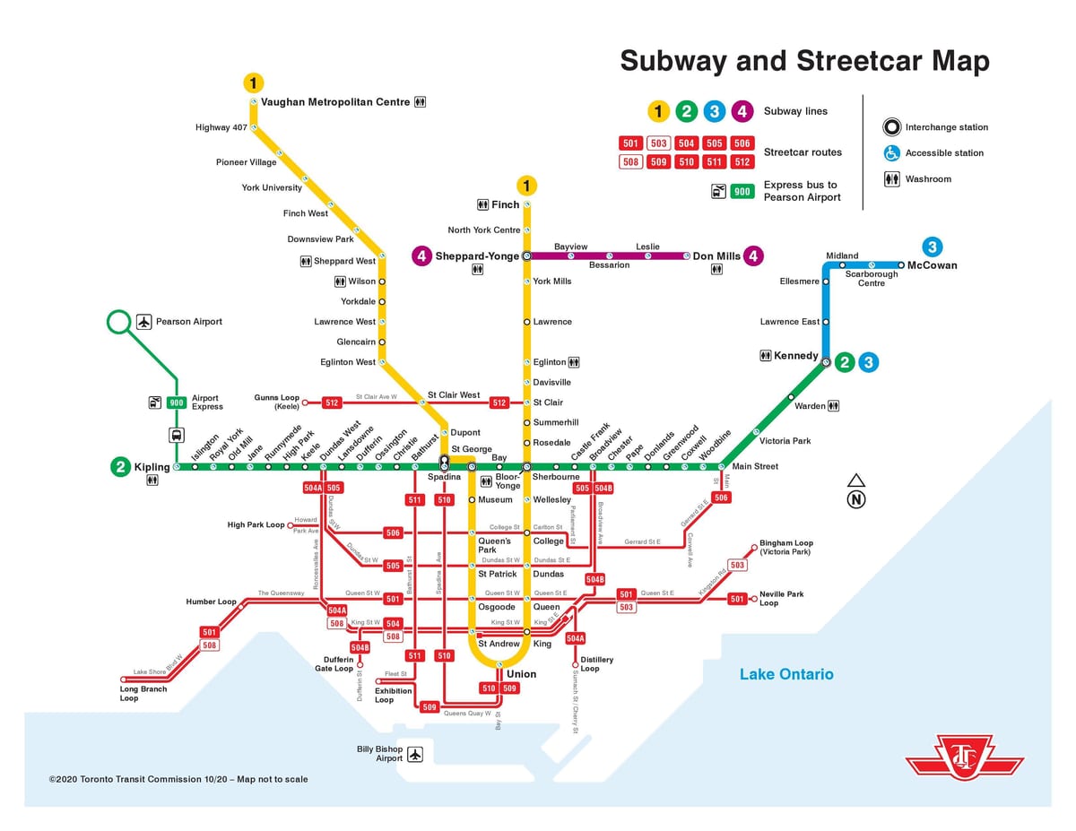 Toronto tranvía mapa