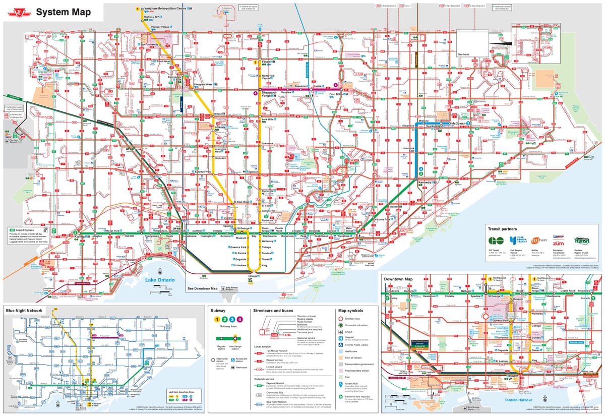 ttc mapa de las rutas de autobús
