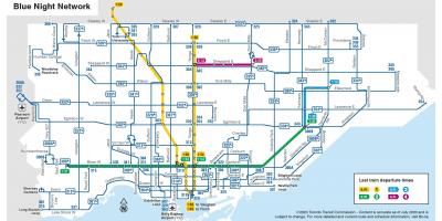Mapa de autobús nocturno de Toronto